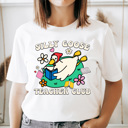 Small White Silly Goose Teacher Club Basic Graphic Tee, Reading Goose Shirt, Silly Goose Tee