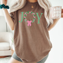  Joy Christmas Wreath Comfort Colors Tee, Holiday Shirt 