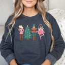  Cute Nutcracker Christmas Fleece Sweatshirt, Faux Glitter Pullover
