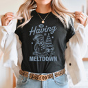 Large Black I'm Having A Meltdown Graphic Tee, Winter Snowman Shirt