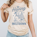 Large Cream I'm Having A Meltdown Graphic Tee, Winter Snowman Shirt