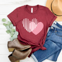 XL Maroon Abstract Heart Valentines Day Graphic Tee, Love Shirt