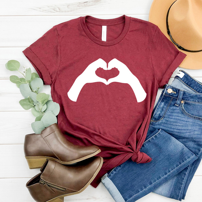 Heart Hands Love Graphic Tee, I Love You Shirt