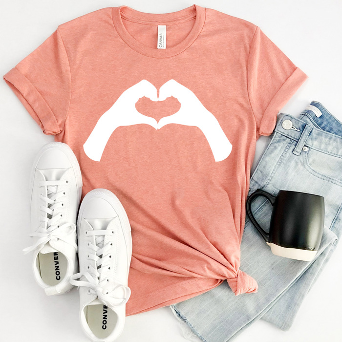 Heart Hands Love Graphic Tee, I Love You Shirt