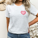 XXL Ash Gray Swipe Left Candy Heart Graphic Tee, Galantines Day Shirt