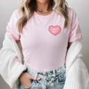 XL Pink Swipe Left Candy Heart Graphic Tee, Galantines Day Shirt