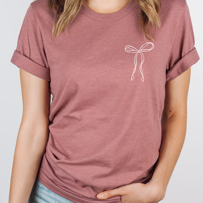 Dainty Girly Bow Graphic Tee, Coquet Bow Shirt 
