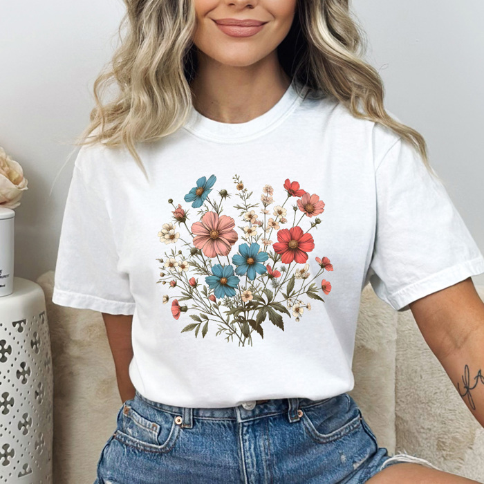 Wildflower Bouquet Comfort Colors Tee, Floral Wild Shirt, Flower Patch Tee