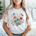 Small White Wildflower Bouquet Graphic Tee, Floral Wild Shirt, Flower Patch Tee
