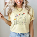XL Butter Doodle Wild Flowers Comfort Colors Tee, Spring Time Floral Shirt, Summer Tee 