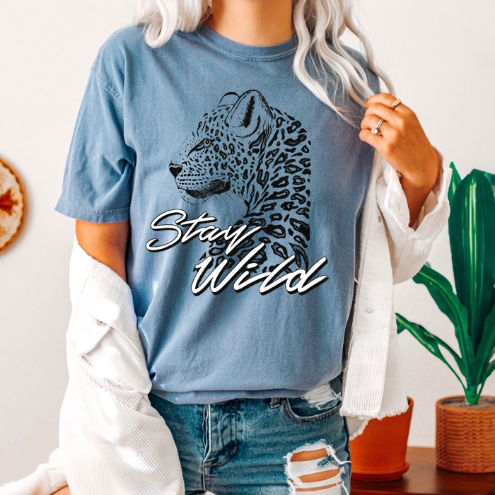 Stay Wild Leopard Comfort Colors Tee, Edgy Graphic Tee, Fierce Shirt
