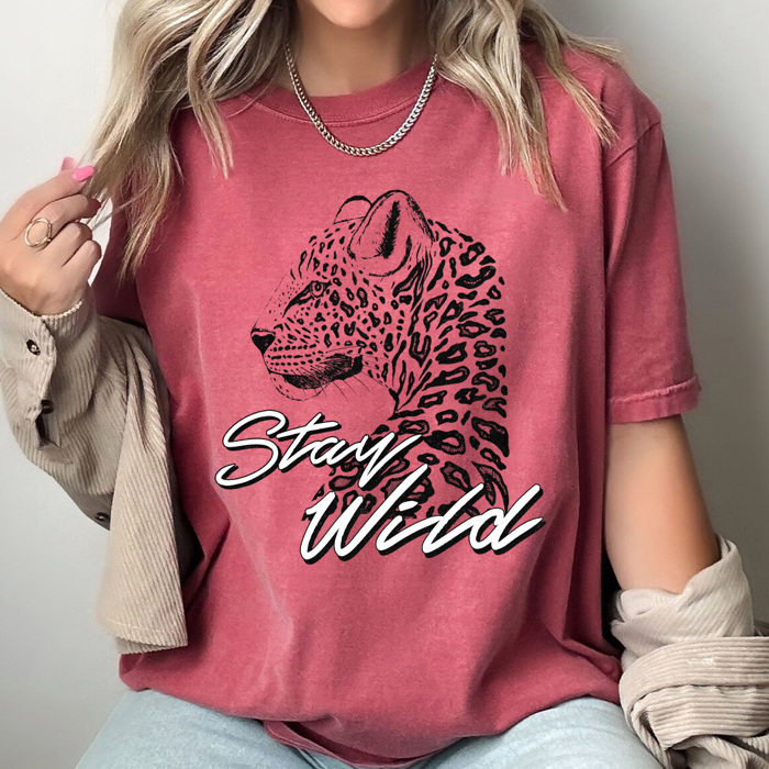 Stay Wild Leopard Comfort Colors Tee, Edgy Graphic Tee, Fierce Shirt