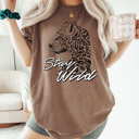 Large Espresso Stay Wild Leopard Comfort Colors Tee, Edgy Graphic Tee, Fierce Shirt