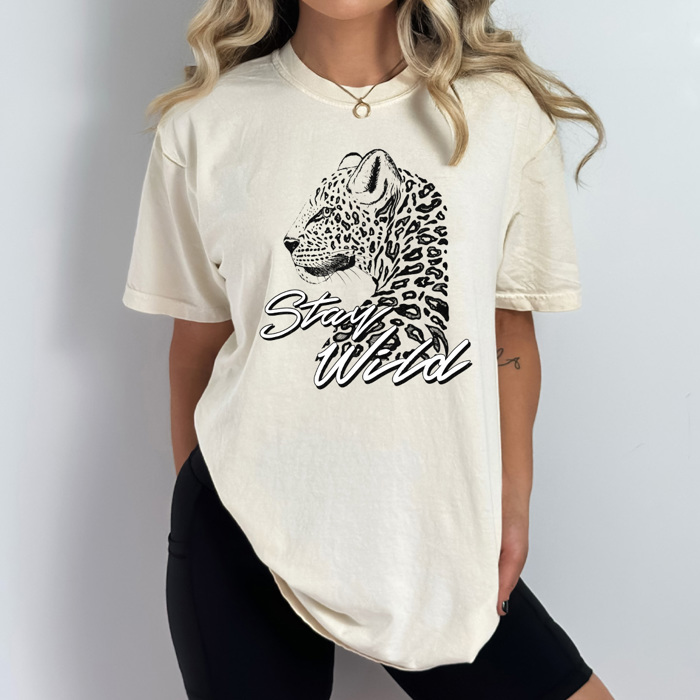 Stay Wild Leopard Comfort Colors Tee, Edgy Graphic Tee, Fierce Shirt