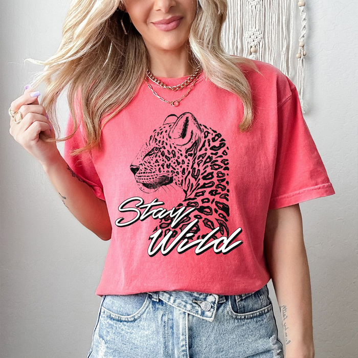 Stay Wild Leopard Comfort Colors Tee, Edgy Graphic Tee, Fierce Shirt