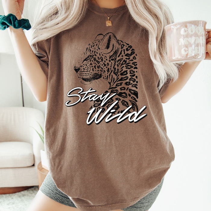 Stay Wild Leopard Comfort Colors Tee, Edgy Graphic Tee, Fierce Shirt