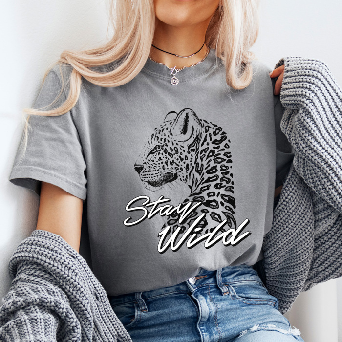 Stay Wild Leopard Comfort Colors Tee, Edgy Graphic Tee, Fierce Shirt
