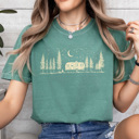 XXL Light Green Night Sky Camping Comfort Colors Tee, Outdoorsy Camping Trip Shirt, Forest Camp Tee 