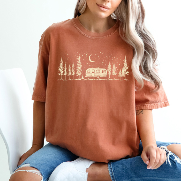 Night Sky Camping Comfort Colors Tee, Outdoorsy Camping Trip Shirt, Forest Camp Tee 