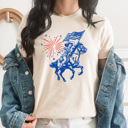 Small Cream Americana Cowgirl Graphic Tee, Firework Western Shirt, Fourth Of July Tee