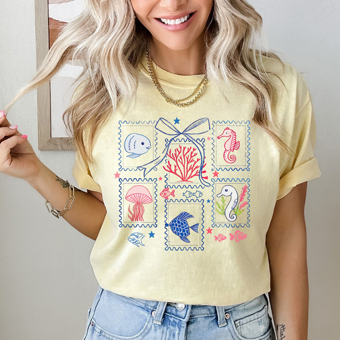 Under The Sea Stamps Comfort Colors Tee, Summer Ocean Shirt, Summer Beach Tee