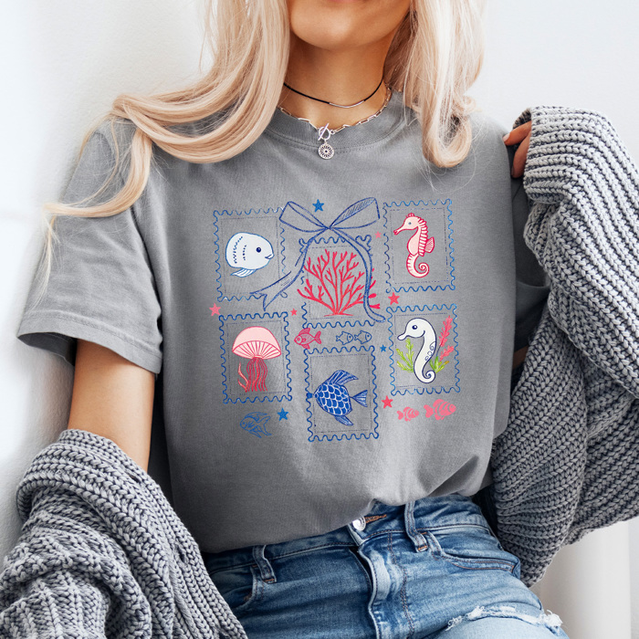 Under The Sea Stamps Comfort Colors Tee, Summer Ocean Shirt, Summer Beach Tee