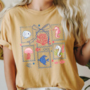 Large Mustard Under The Sea Stamps Comfort Colors Tee, Summer Ocean Shirt, Summer Beach Tee