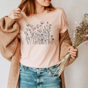  Dainty Poppies Wildflowers Basic Graphic Tee, Floral Shirt, Doodle Flowers Tee