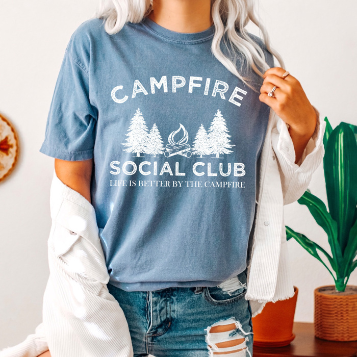 Campfire Social Club Comfort Colors Tee, Life Is Better By The Camp Fire Shirt, Summer Camping Trip Tee