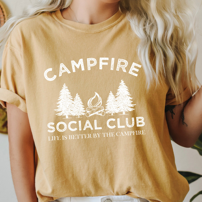 Campfire Social Club Comfort Colors Tee, Life Is Better By The Camp Fire Shirt, Summer Camping Trip Tee
