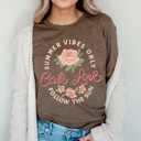 Large Brown Cali Love Graphic Tee, Summer Vibes Only California Shirt, Follow The Sun Tee