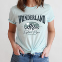 Large Ice Blue Wonderland Explore More Mountain Graphic Tee, Adventure Is Calling Shirt, The Great Outdoors Tee