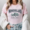XXL Pink Wonderland Explore More Mountain Graphic Tee, Adventure Is Calling Shirt, The Great Outdoors Tee