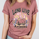 Large Mauve Long Live Arizona Graphic Tee, Desert Vibes Shirt, Feel The Sunset Tee