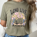 Large Olive Long Live Arizona Graphic Tee, Desert Vibes Shirt, Feel The Sunset Tee
