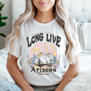 XL White Long Live Arizona Graphic Tee, Desert Vibes Shirt, Feel The Sunset Tee