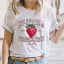 XL Ash Gray California Strawberries Graphic Tee, Santa Cruz Shirt, Fruit Cali Tee