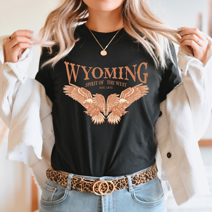 Wyoming Eagle Graphic Tee, Sprit Of The West Shirt, Desert Tee