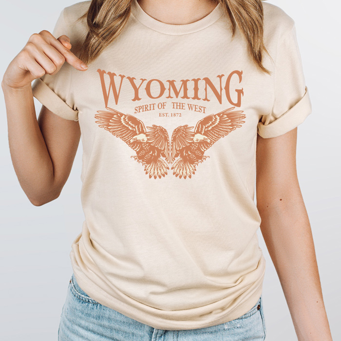 Wyoming Eagle Graphic Tee, Sprit Of The West Shirt, Desert Tee