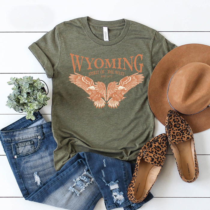 Wyoming Eagle Graphic Tee, Sprit Of The West Shirt, Desert Tee