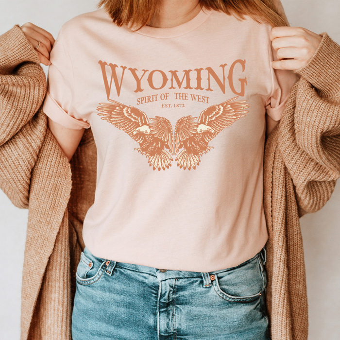 Wyoming Eagle Graphic Tee, Sprit Of The West Shirt, Desert Tee