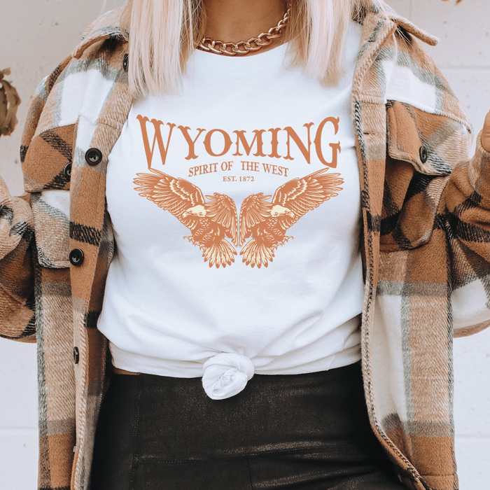 Wyoming Eagle Graphic Tee, Sprit Of The West Shirt, Desert Tee