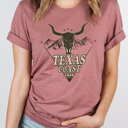 Large Mauve Texas Cost Graphic Tee, Western Bull Shirt, Mountain Skull Tee
