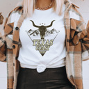  Texas Cost Graphic Tee, Western Bull Shirt, Mountain Skull Tee