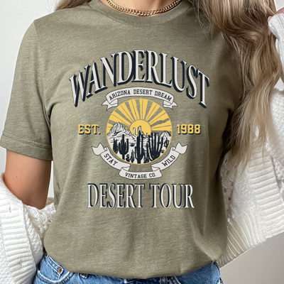 Wanderlust Desert Tour Graphic Tee, Arizona Desert Dream Shirt, Stay Wild Tee