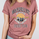 Medium Mauve Wanderlust Desert Tour Graphic Tee, Arizona Desert Dream Shirt, Stay Wild Tee