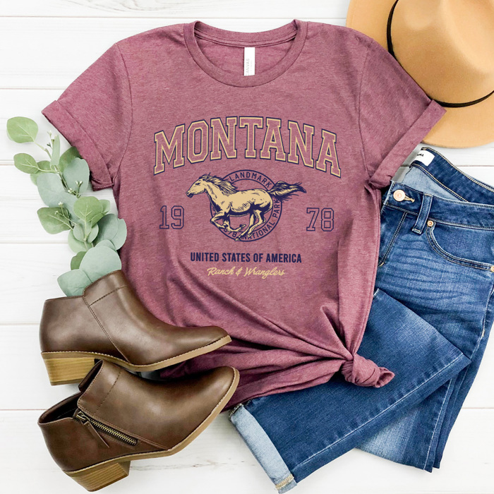 Montana 1978 Graphic Tee, Ranch And Wranglers Shirt, National Parks Tee
