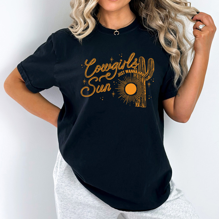 Cowgirls Just Wanna Have Sun Comfort Colors Tee, Desert Cactus Shirt, Western Tee