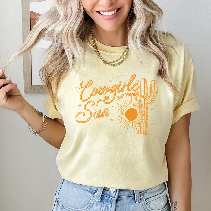 Cowgirls Just Wanna Have Sun Comfort Colors Tee, Desert Cactus Shirt, Western Tee