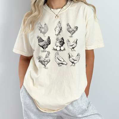 Chicken Gird Comfort Colors Tee, Farm Animal Shirt, Funny Chickens and Eggs Graphic Tee